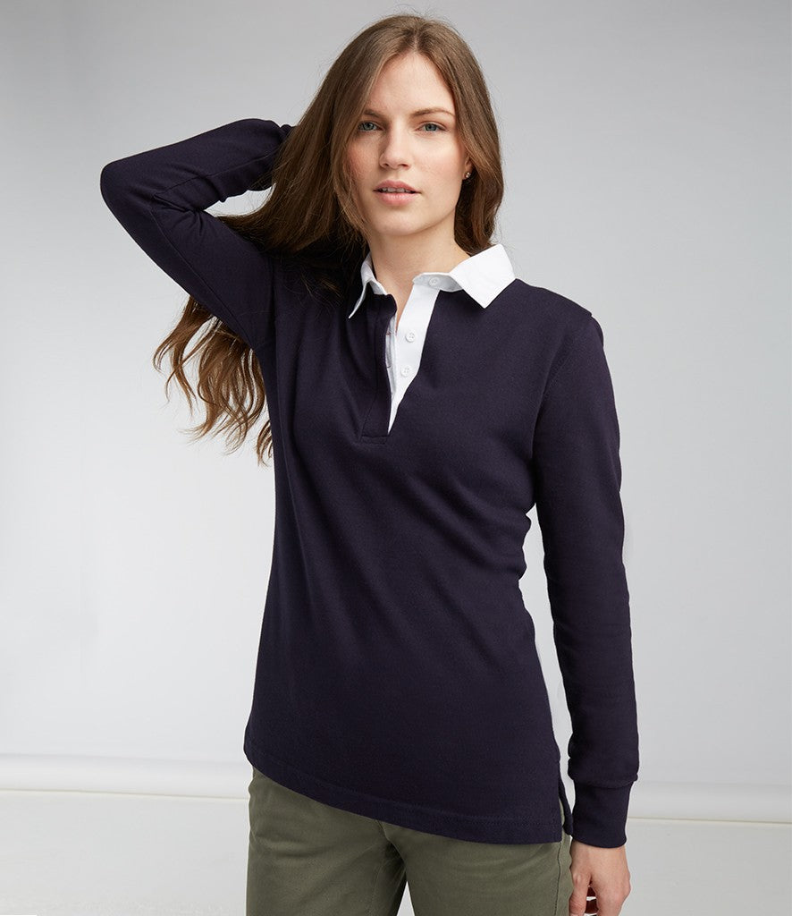 Ladies Lightweight Plain Rugby | BLACK/WHITE